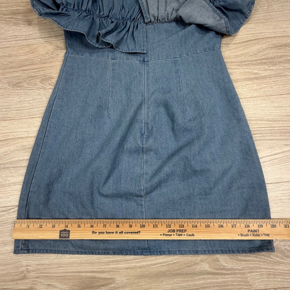 DO+BE Blue Strapless Ruffle Denim Mini Dress - Picture 10 of 10